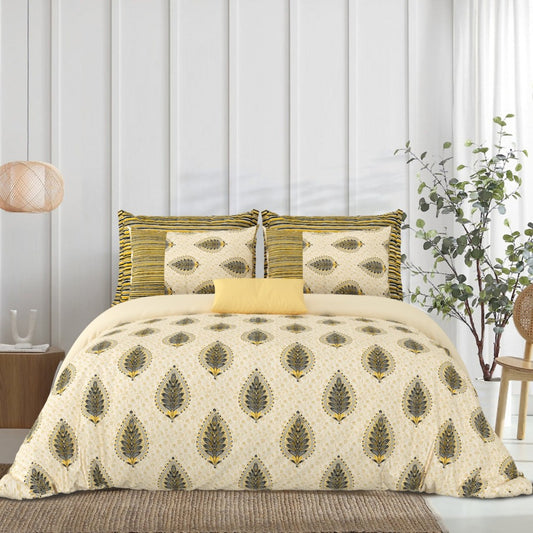 Gharana Golden Geometric Charm Bedsheet