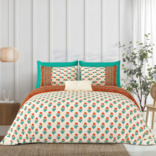 Gharana Red & Green Harmony Bedsheet