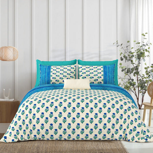 Gharana Sky Blue Petals Bedsheet